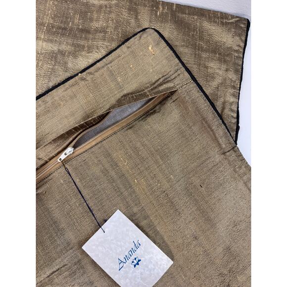 Ananda Bronze Pillowcases Silk Asian Motif Home Decor Euro Sham Covers Set of 2 - Picture 5 of 7